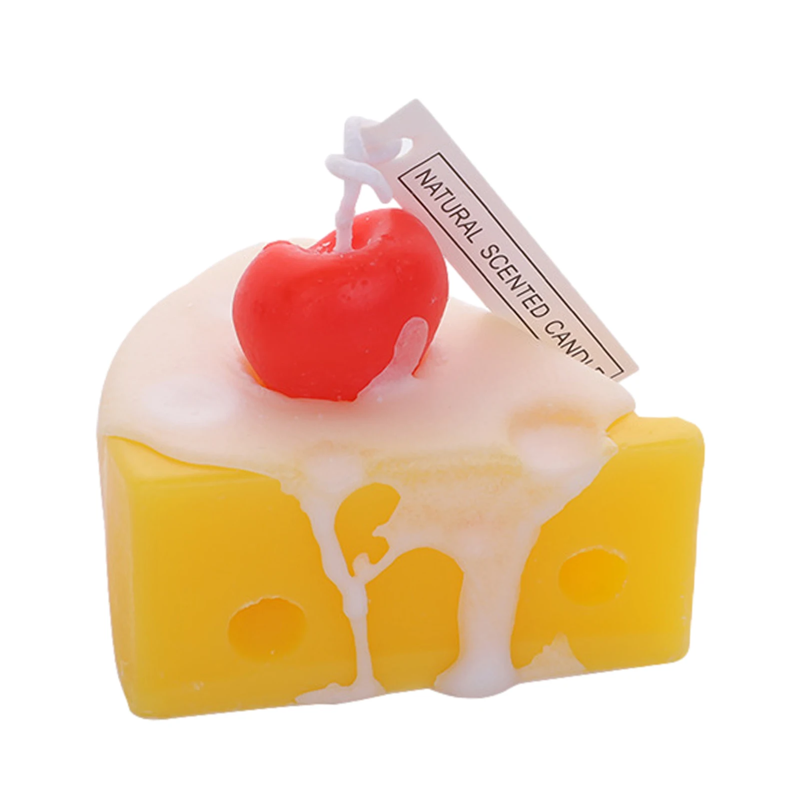 Cherry Cheese Shape Scented Candle Natural Soy Wax Cheese Cake Shaped Home Desktop Decoration Table Centerpiece