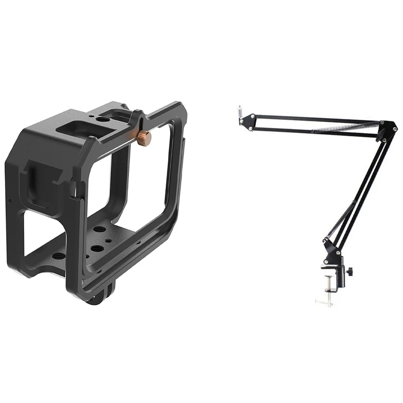 

Записывающая веб-камера держатель подставка с зажимом микрофон Регулируемый с рамкой чехол для телефона, защитная клетка Vlog