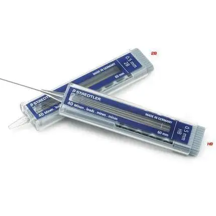 2 трубки STAEDTLER 255 грифели для механических карандашей 40/трубы 0 5/0 7 мм HB 2B