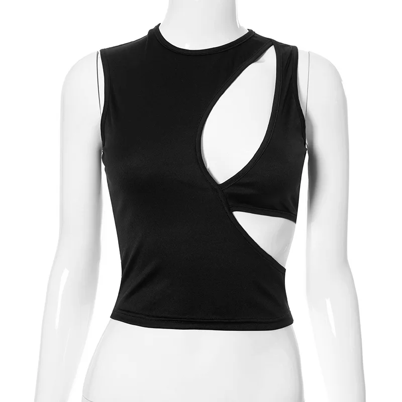 Винтажный укороченный топ с асимметричным вырезом в стиле 90-х сексуальная