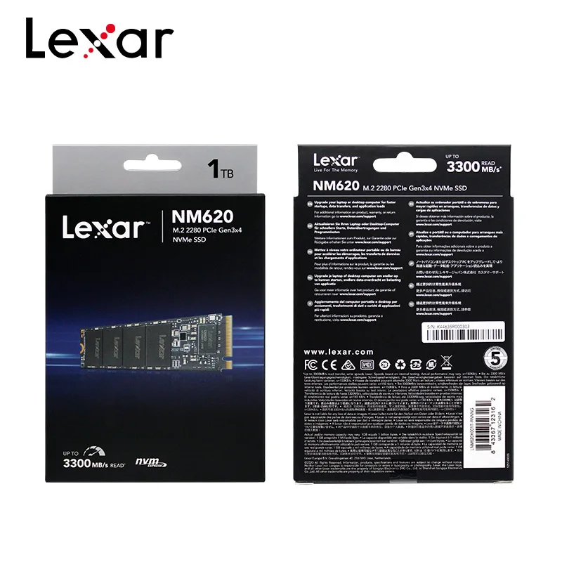 

Lexar Internal Solid State Drive NM620 1TB High Speed Up to 3300MB/s Read SSD NVMe M.2 2280 Factor Storage Disk For Computer
