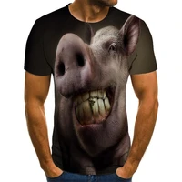 summer new t shirt mens street clothes funny pig short sleeved shirt 2020 animal mens clothes casual 3d printed t shirt