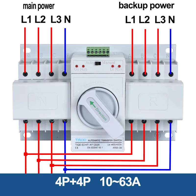 Автоматический выключатель ATS Dual Power MCB 2P + 4P автоматическое/ручное переключение