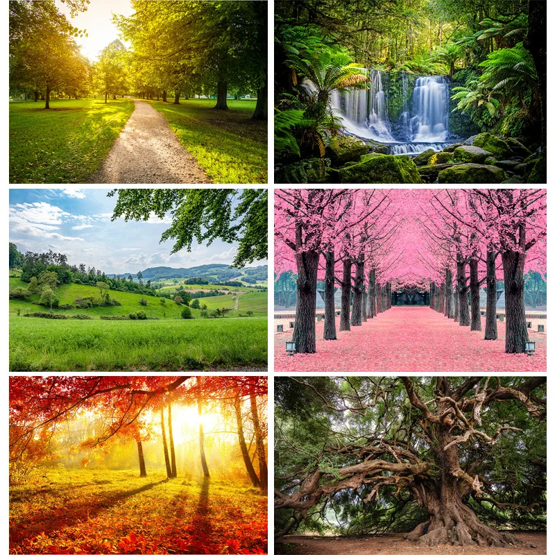 Задний фон для фотосъемки с изображением леса дерева и весны, Виниловый фон для студийной фотосъемки 21808OUY-03