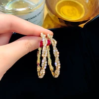 925 silver needle cold wind full drill ear ring net red temperament exaggerated personality earrings