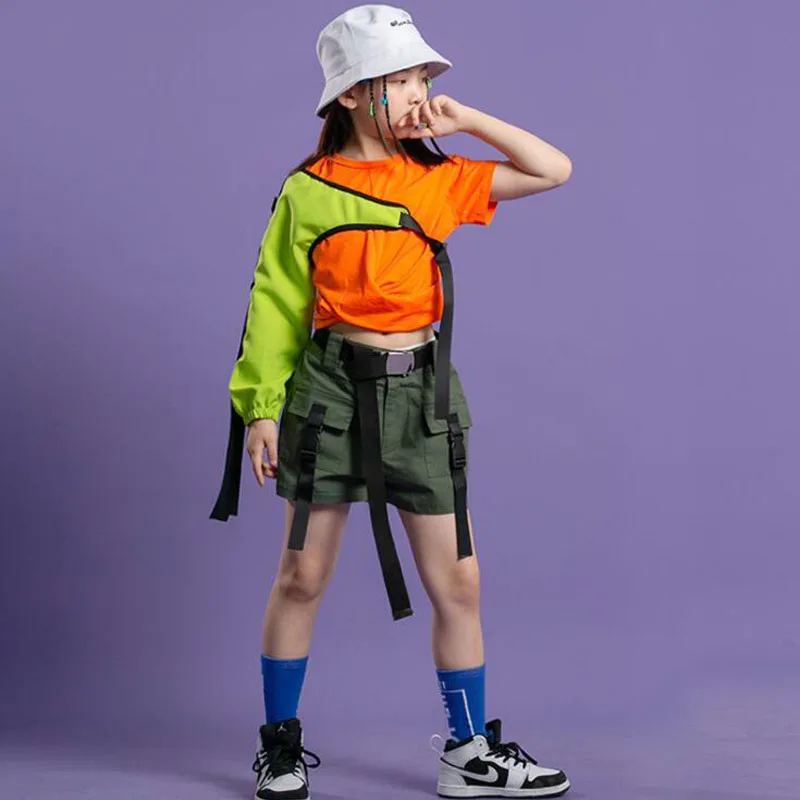 

Girls Jazz Dance Costumes Hip Hop Outfits Cheerleading Show Clothing Street Wear Dancing Dress Suit Kids Modern Stage Clothes