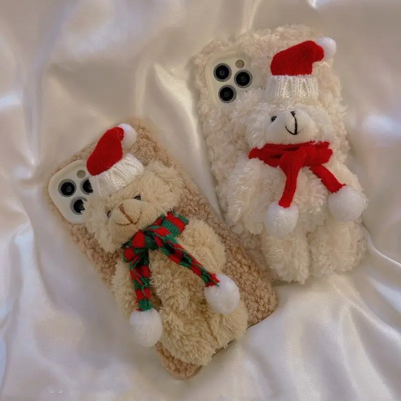 

Plush Christmas Bear 12/11pro/Max/Mini iPhone X /XS/XR Phone Case IPhone7 VIP VIP