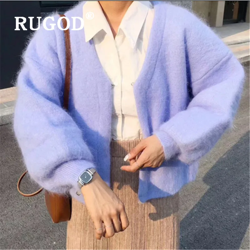 свитер женский RUGOD элегантный фиолетовый норковый кашемировый женская мода