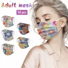 50 шт., одноразовые маски с мультяшным принтом для взрослых