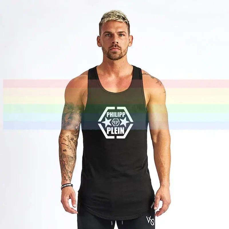 

philipp-plein Classic signature vest gym For Men Printed vest Couples vest lovers Cotton Tees Amazing Short Sleeve Tops N056