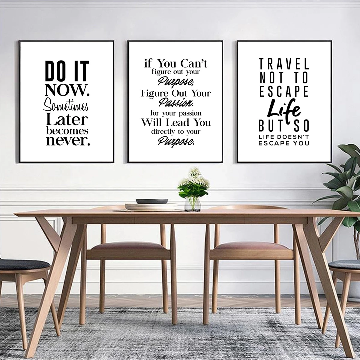 

Canvas Poster Quote Positive Energy Phrases Motivational Words Black and White Minimalist Wall Art Decor Home Decoration