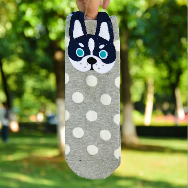 LONCENXIS Women's Animal Cotton Socks Kawaii Pug Border Collie Patterned Female Ladies Korea Style Funny Cartoon Sock
