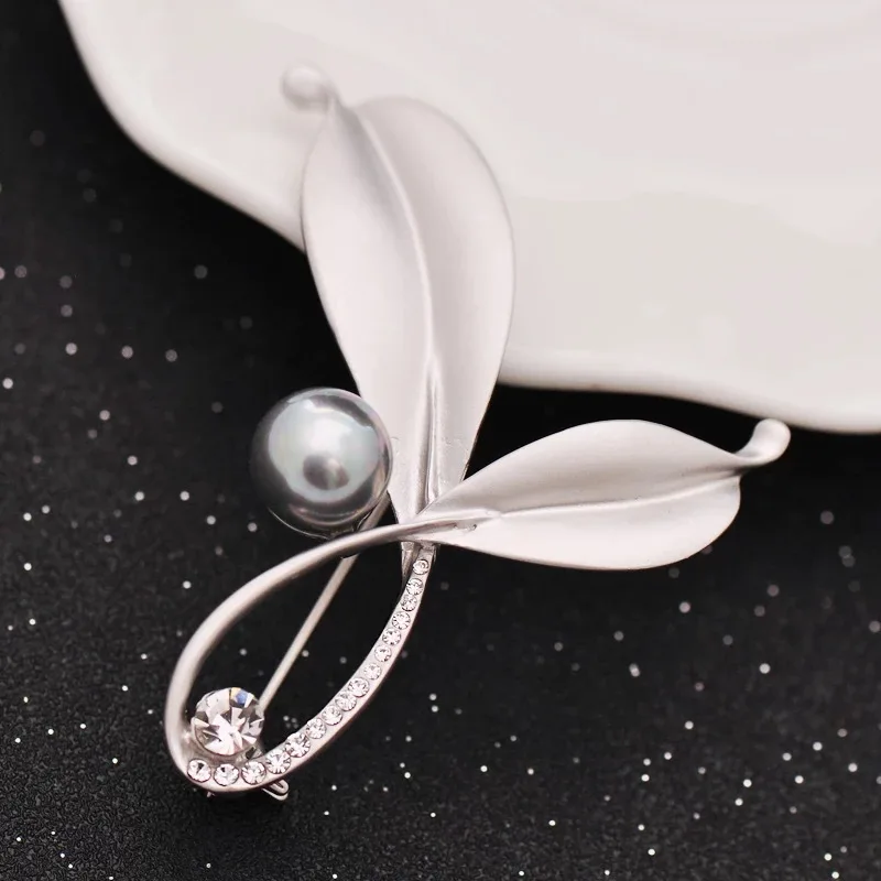 Корейская мода новинка жемчужные листья брошь ювелирное изделие отворот значок