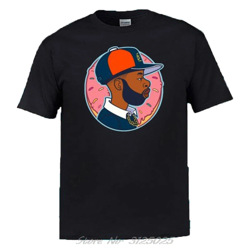 Забавная Мужская футболка J Dilla donпончики рэп хип-хоп с альбомом Черная хлопковая