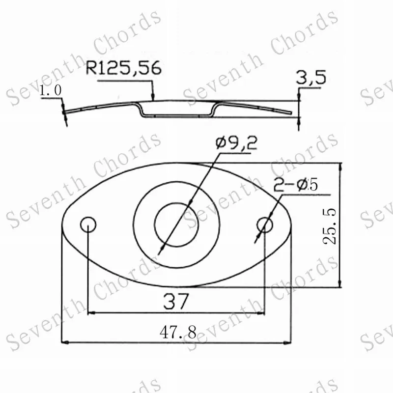 

2Pcs Electric Bass Guitar Jack 1/4" Output Input Socket Oval Indented Jack Plate Guitar Parts Chrome Black Accessories
