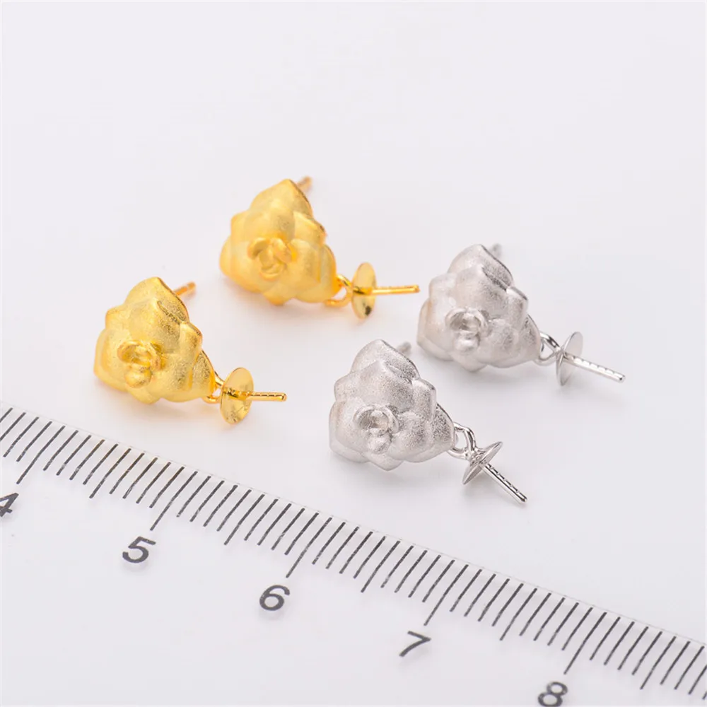 

Real Solid 925 Sterling Silver Pearl Stud Earrings Accessories Findings DIY Jewelry Ear Hook Blank Empty Support