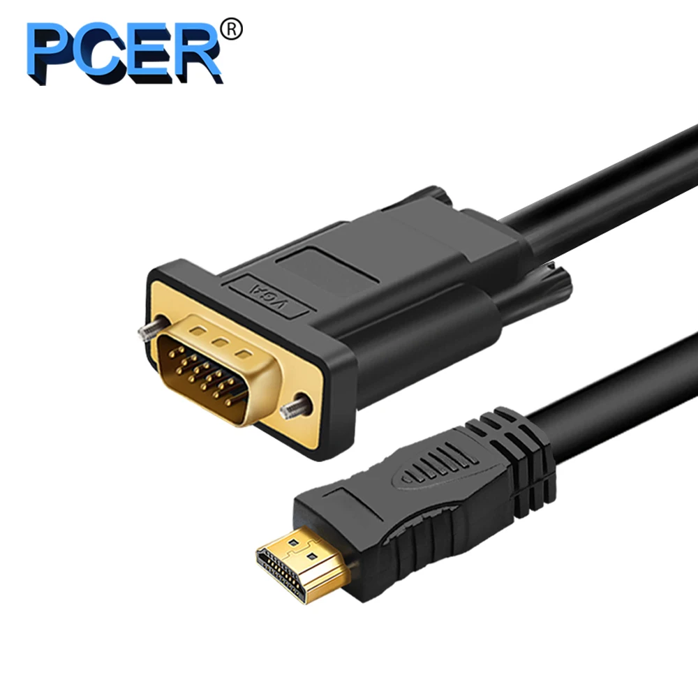 PCER HDMI VGA Kabel HDMI zu VGA Kabel Audio Video HDMI stecker auf VGA stecker kabel 1920*1080P Für PC Monitor HDTV Projektor