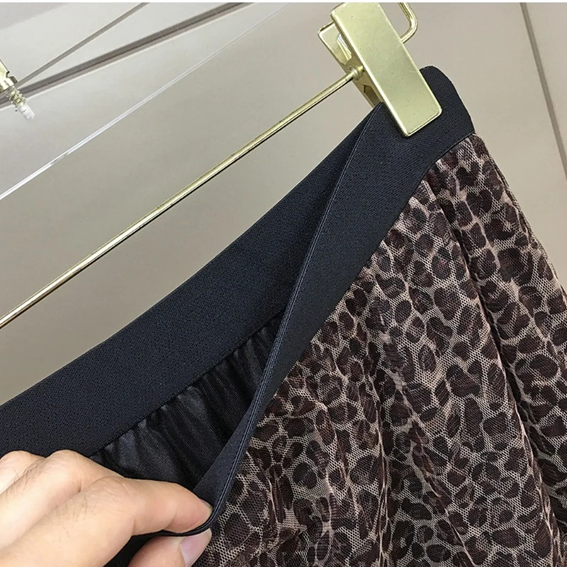 Женская Асимметричная Юбка-миди из тюля с леопардовым принтом - купить по