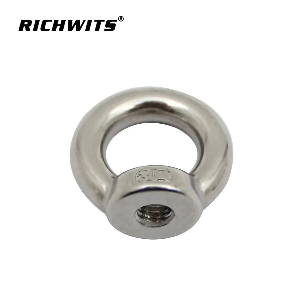 

304 Stainless Steel Marine Lifting Eye Nut Ring Nut Thread M8 (2PCS)