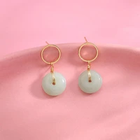 925 sterling silver ear needle blue jade round hollow earrings chinese style stud earrings retro elegant women birthday gift