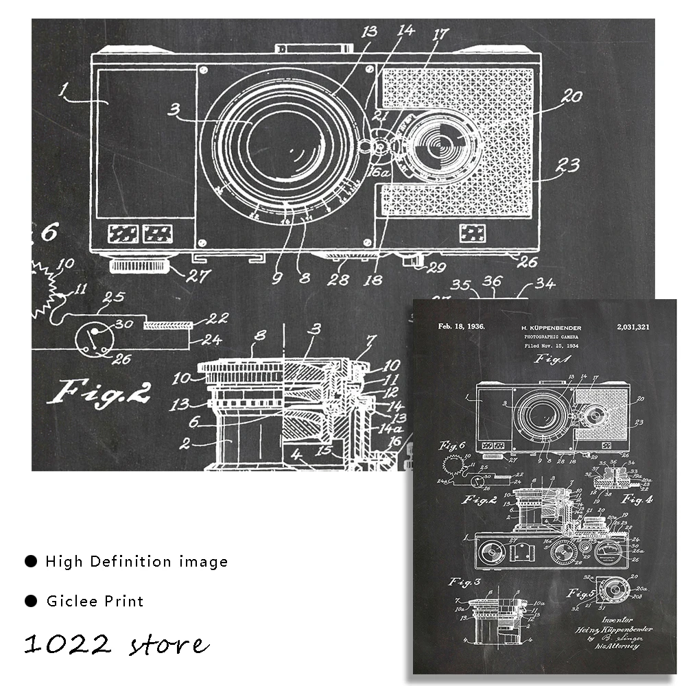 Винтажная фотокамера с изображением глобуса декоративная роспись Ретро плакат