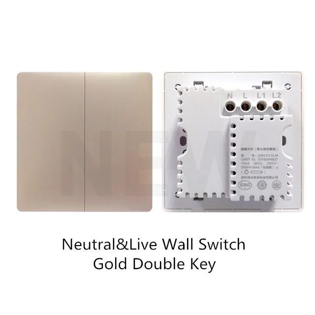 N and L Gold Double В Xiao mi Aqara настенный выключатель Smart ZigBee Zero Line Fire Wire переключатель беспроводной ключ настенный переключатель работа с приложением mi Home - Цвет: N and L Gold Double