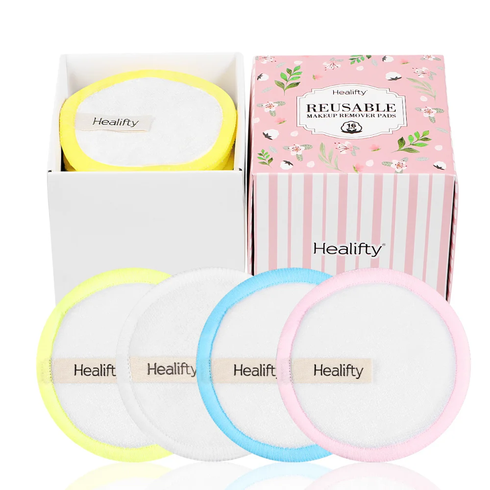 

Healifty 16PCS Reusable Makeup Removal 3-layer Facial Body Cotton Cosmetics Remover Pads (Assorted Color)