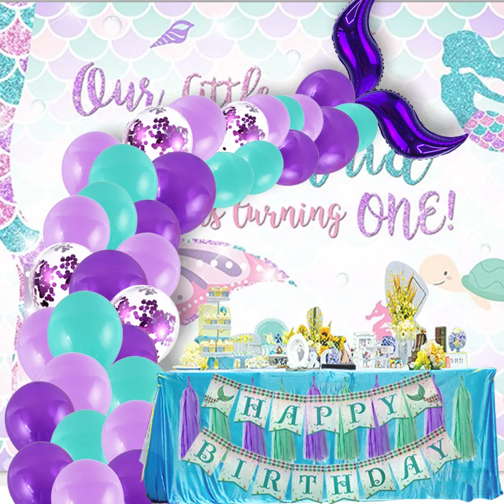 

12 Inch Mermaid Latex Balloons Set Mermaid Tail Aluminum Foil Ballon Sequins Confetti Birthday Party Wedding Decoration Supplies
