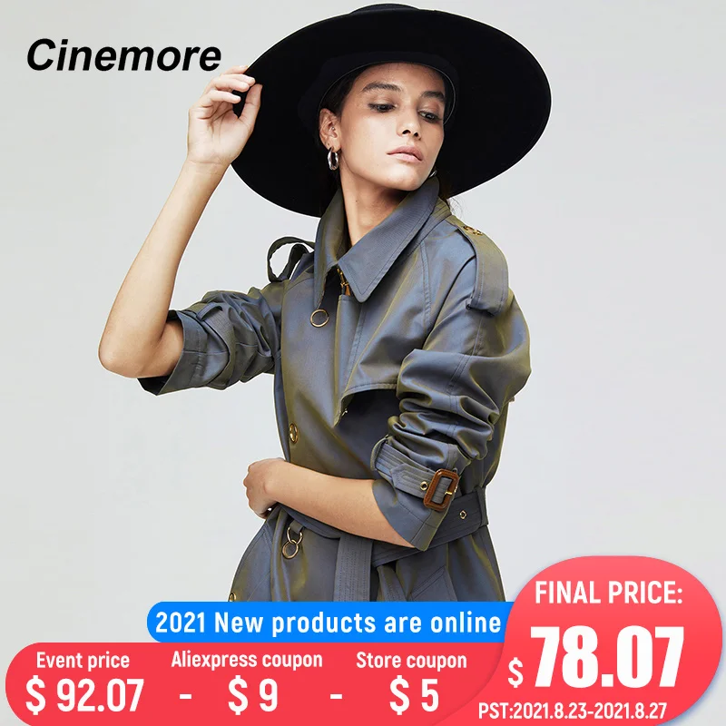 Женский двубортный Тренч Cinemore свободная верхняя одежда высокого качества