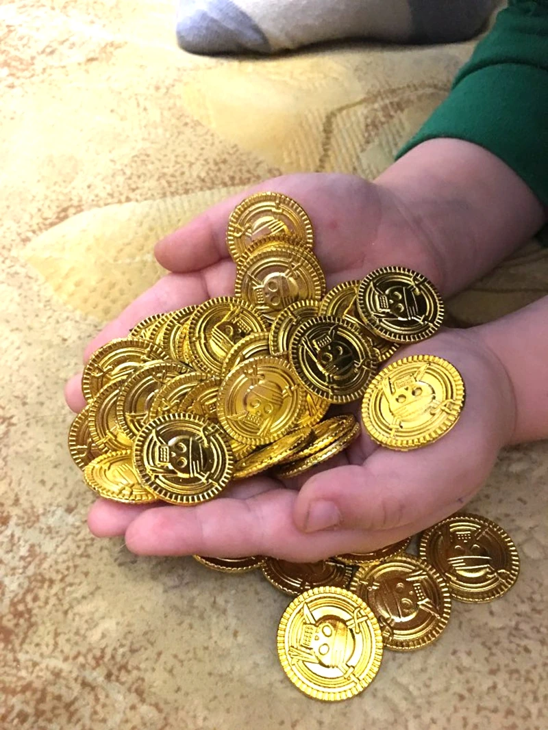 50 шт. золотые монеты пират сокровище игра Хэллоуин игровые деньги пирата