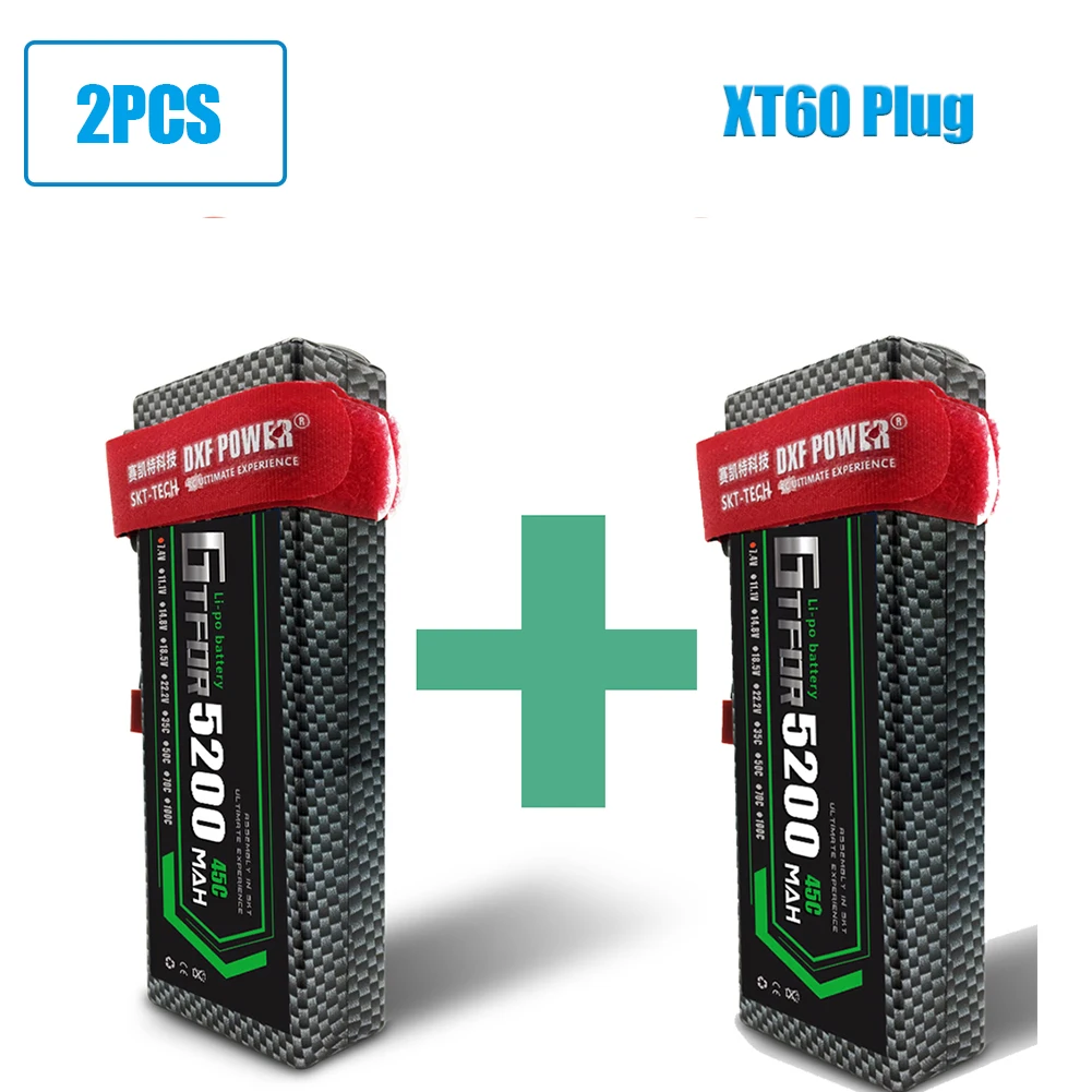 GTFDR RC автомобиль Lipo батарея 2 шт 7,4 V 5200mah 45C жесткий чехол Bateria Lipo для багги Truggy Evader BX TRX trx4 SCX10 RC SUV - Цвет: 2PCS5200MAHHARDXT60