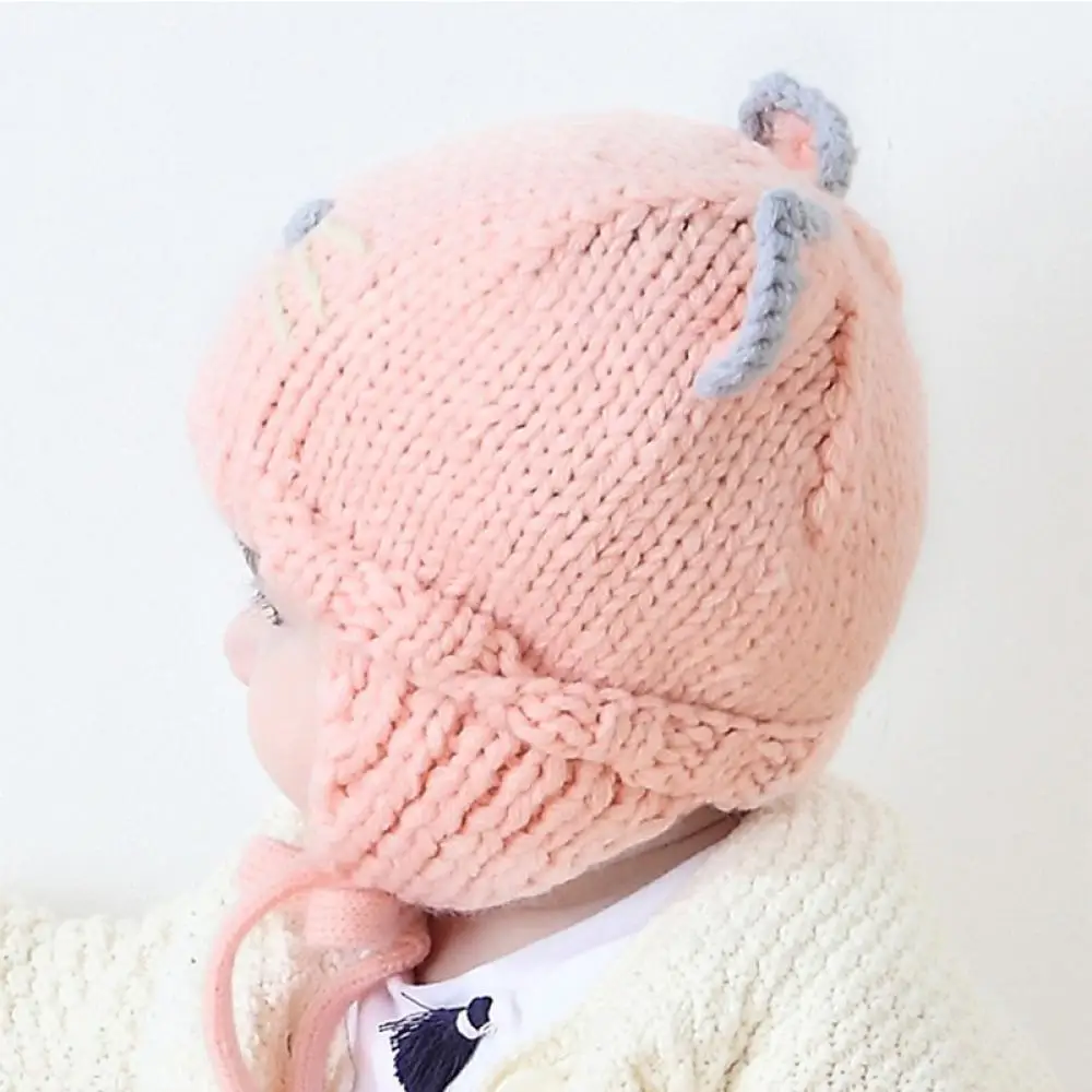 

Girl Boy Bonnet Cat Earmuff Wool Cap 2020 Newbron Baby Warm Knitted Beanie For Kids Autumn Infant Cartoon Hat Kid Cute Ear Cap