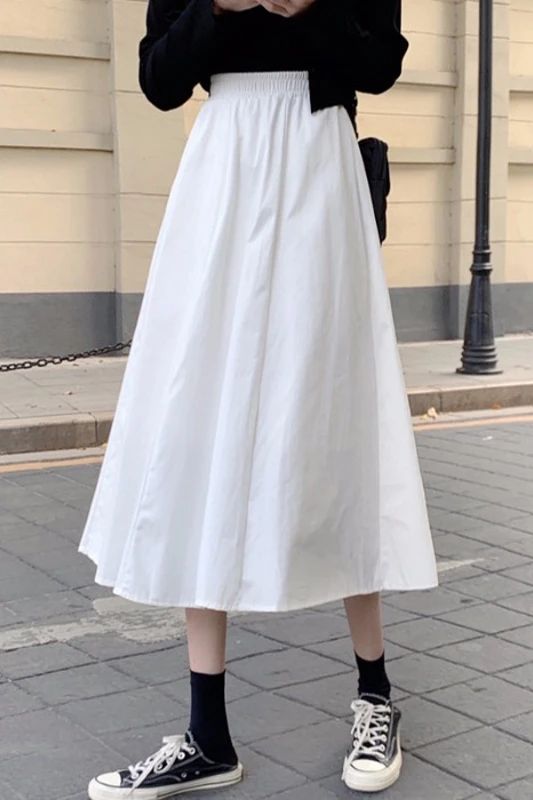 

Summer Korean Version 2021 New high waist slim medium length Skirt umbrella skirt A-line skirt for Women Mujer faldas
