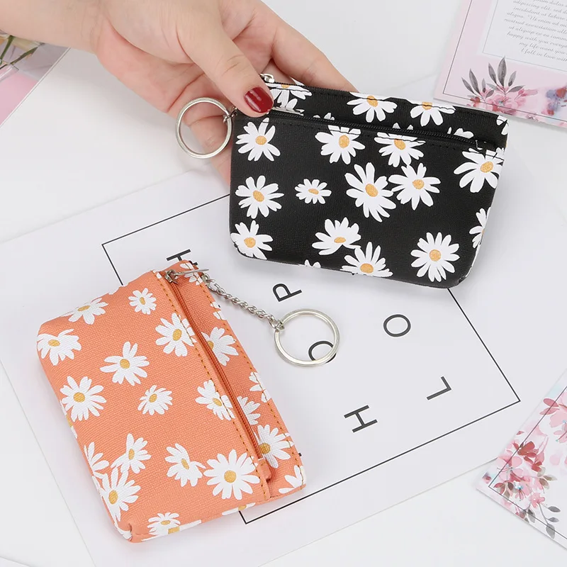 

Stylish Colorful Flower Print Coin Purses For Women Girls Small Fresh Casual Coin Wallet Simple Key Coin Bag Zipper Pouch Holder