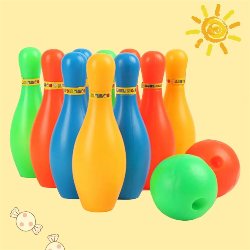

1 Set Wonderful Kids Bowling Toys Plastic Gutterball 14cm/17cm Children Kids Educational Toys Funny Bowling Pins Ball Toys gift
