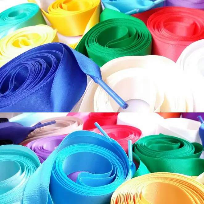 1 Pair High Quality Silk Fabric Shoelace Candy Color Flat Satin Silk Ribbon Shoelaces 2*120 cm Sneaker Sport Shoes Lace Strings