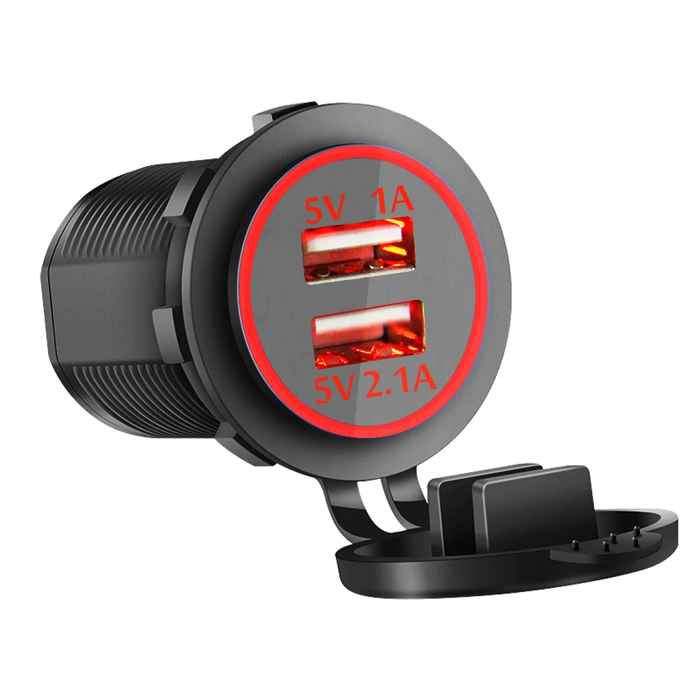 Автомобильный мотоцикл двойной USB зарядное устройство светодиодный дисплей для