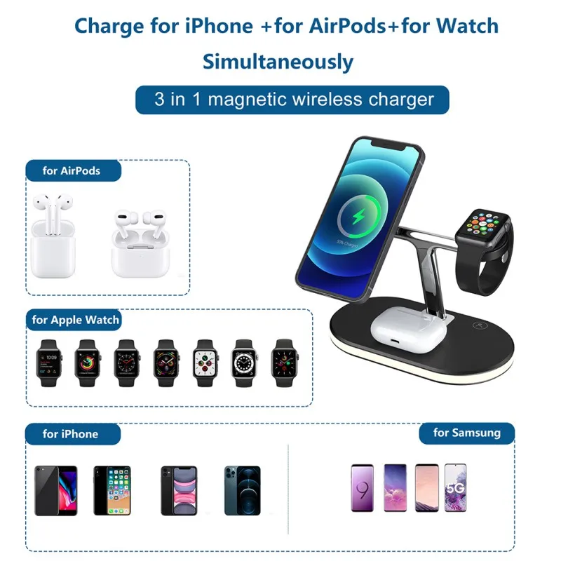 

Eshowee 3-in-1 15W Wireless Fast ChargingMagnetic Wireless Charger Is Suitable For Mobile Phone Watch Charger