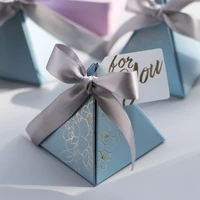 triangular pyramid candy box wedding favors and gifts boxes candies bags for guests decoration baby shower party supplies