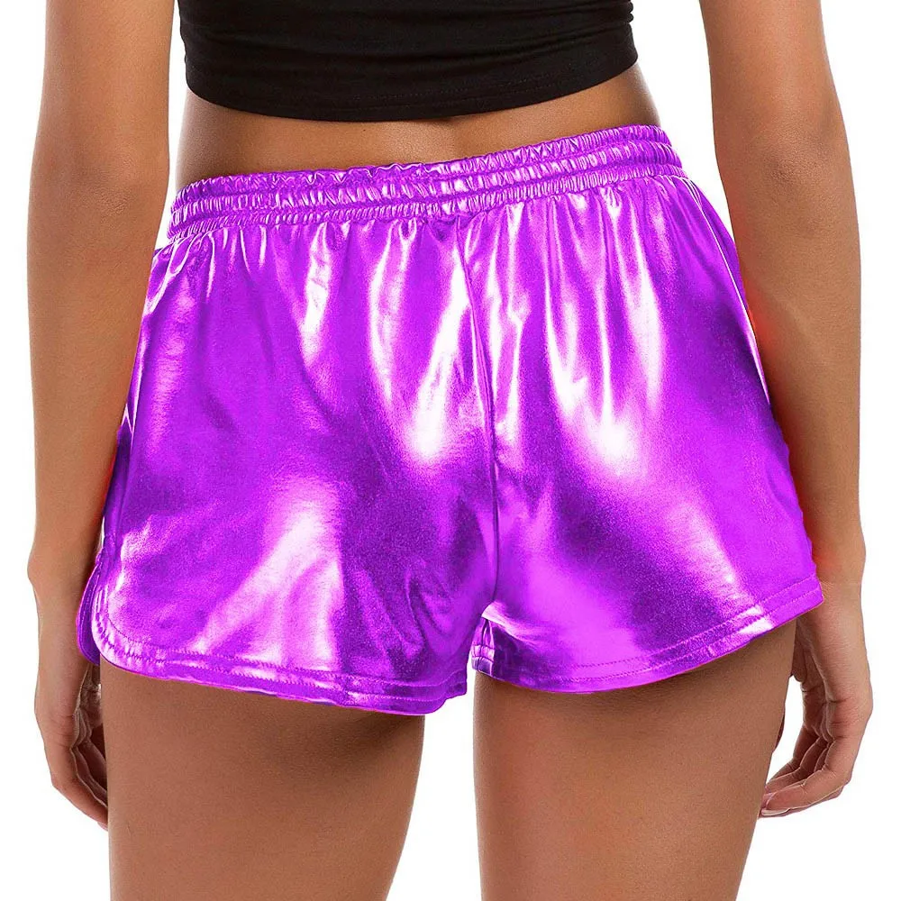 

NEW 2020 Shorts women Fashion Women High Waist Yoga Sport Pants Shorts Shiny Metallic Pants Leggings