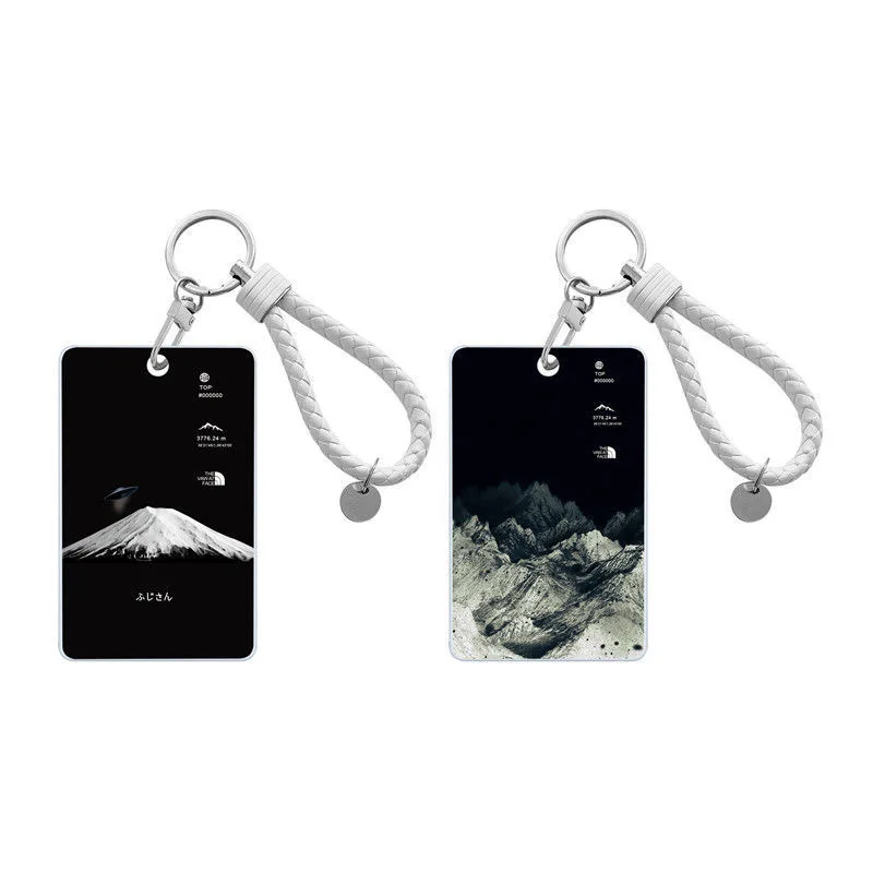 

Oil Painting Bus Pass Protective Cover Student Meal Card Car Key Access Card Cover Keychain for Men and Women chain accessories