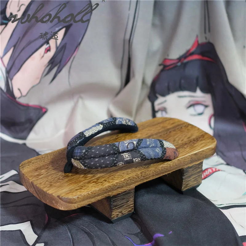 Wood Geta Summer Slippers For Man Women Couples Platform Flip Flops Samurai Cosplay Shoes 48