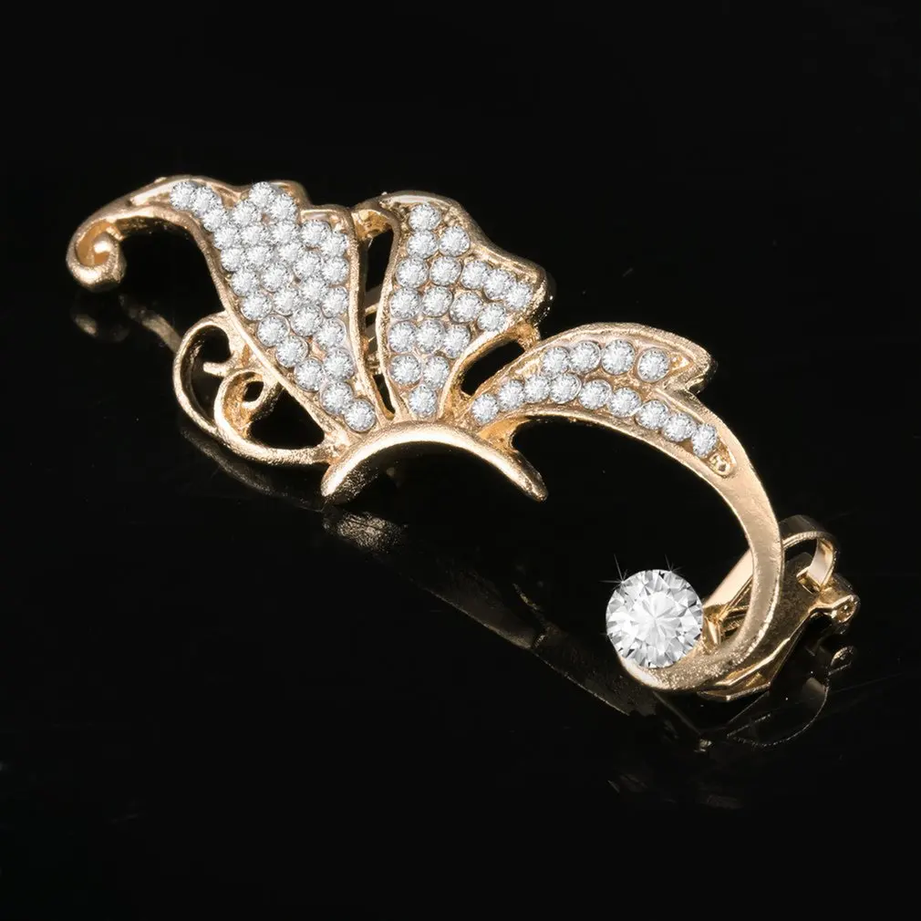 1 шт. женские серьги-клипсы стразы серьги в форме бабочки металлические клипсы