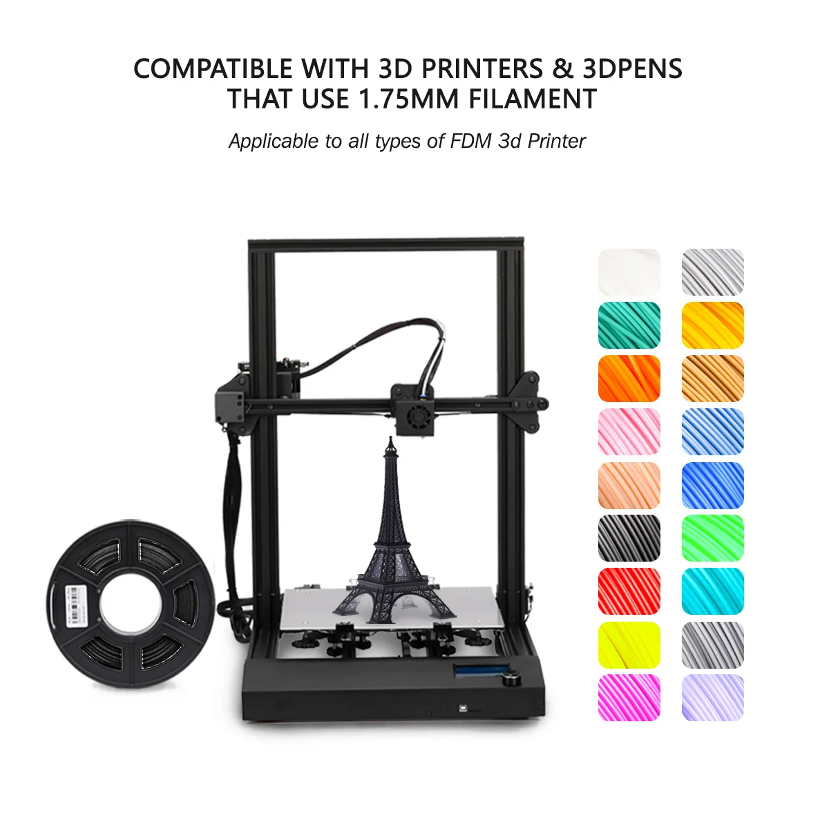 

KAIGE PLA/ABS/TPU/Carbon Fiber/Silk 3D Printing Filament 1.75mm 2KG Mix combination Tolerance +/-0.02mm Non-toxic Fast Shipping