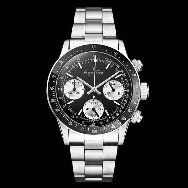 

Classic New Men Automatic Mechanical Self Wind Watch Black White Paul Newman Sapphire Stainless Steel Watches Brown Leather