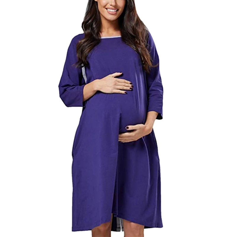 

Maternity Dress Casual Pregnant Women Button Care Pajamas Skirt Mom Breastfeeding Dress Nightdress