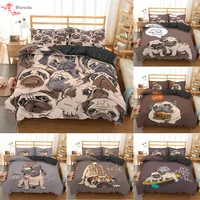homesky cartoon pug dog bedding sets pug dog bed set duvet cover set king queen size comforter bedding set bed cover
