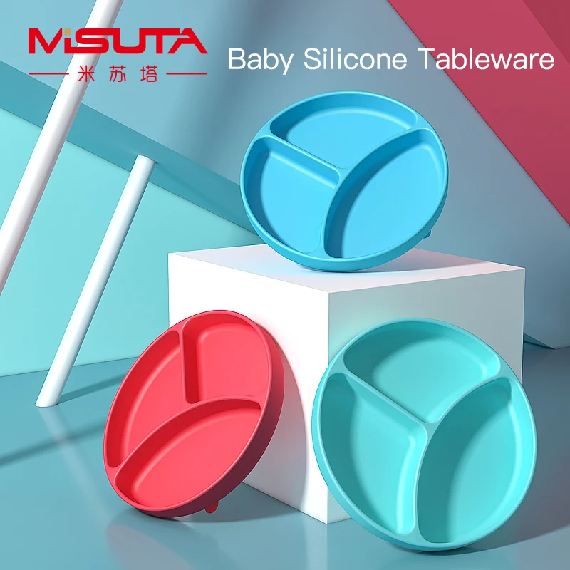 Baby Silicone Tableware Dinner Plate Food Dish Kitchen Tableware Kids Food Bowl Non-skid Bowl