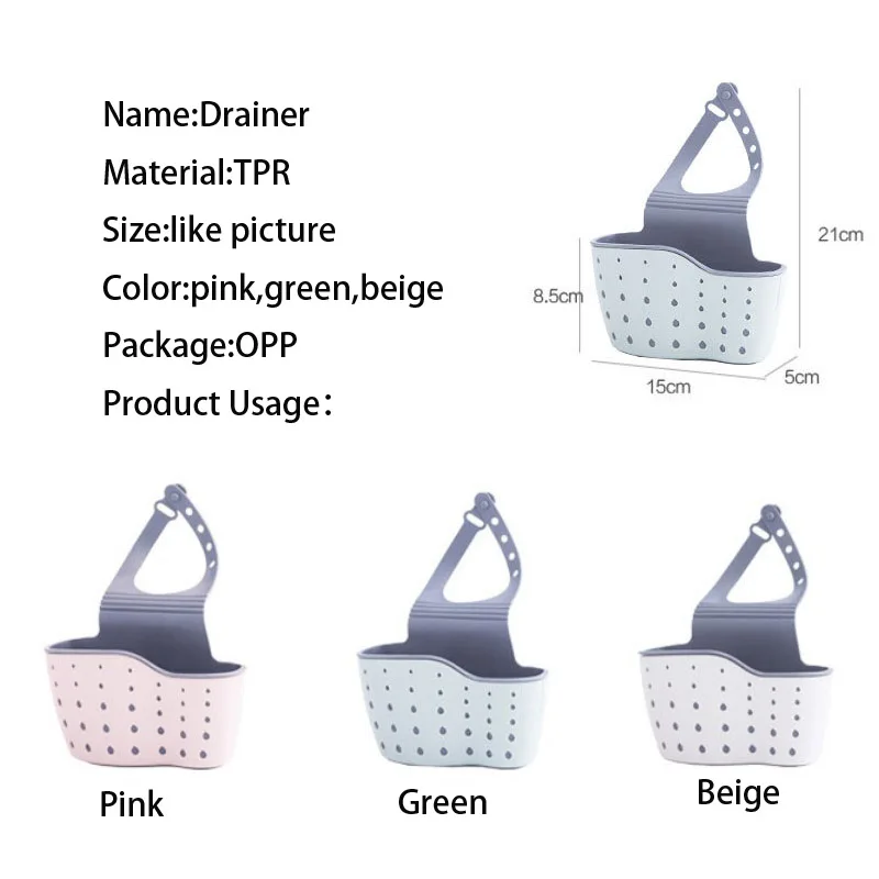 

Double-layer Material Hollow Design Drain Basket For Kitchen Sponge Brush Bathroom Face Wash Tools Storage Basket
