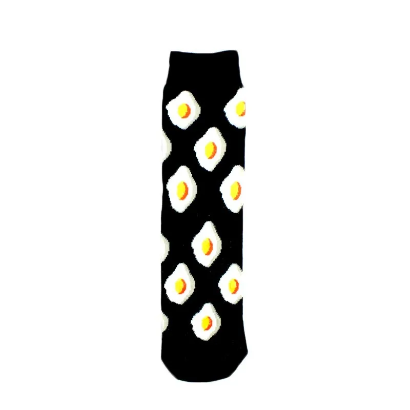 

10 Pairs/lot Creative Middle Tube Korean Cartoon Cotton Fruit Food Trendy Socks Female Funny Lemon Poached Egg Doughnut